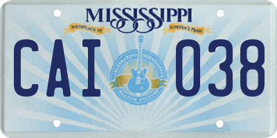 MS license plate CAI038