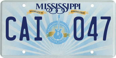 MS license plate CAI047
