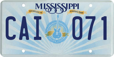 MS license plate CAI071