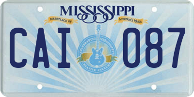 MS license plate CAI087