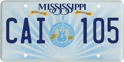 MS license plate CAI105