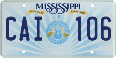MS license plate CAI106