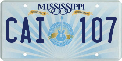 MS license plate CAI107