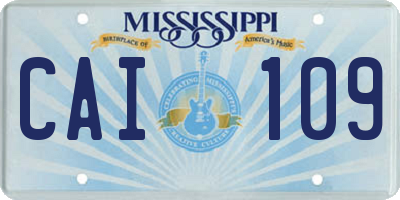 MS license plate CAI109
