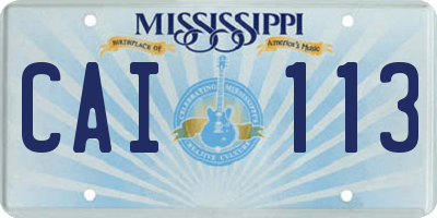 MS license plate CAI113