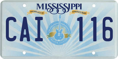 MS license plate CAI116