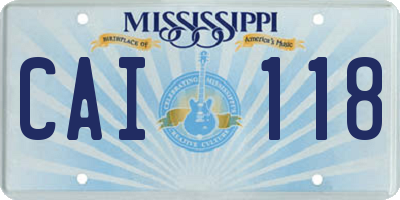 MS license plate CAI118