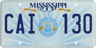 MS license plate CAI130