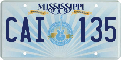 MS license plate CAI135