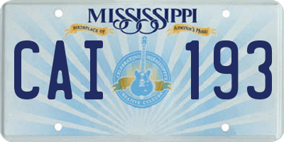MS license plate CAI193