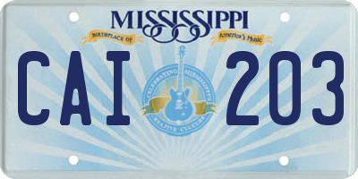 MS license plate CAI203