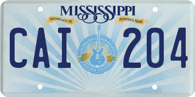 MS license plate CAI204