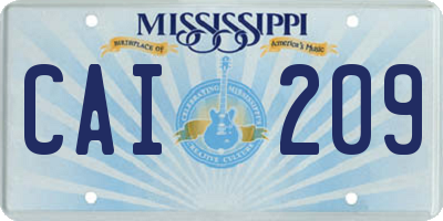 MS license plate CAI209