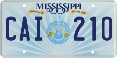 MS license plate CAI210
