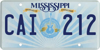 MS license plate CAI212