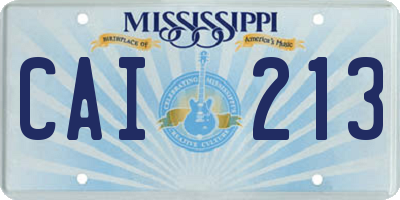 MS license plate CAI213