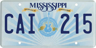 MS license plate CAI215