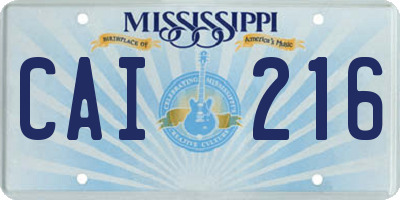 MS license plate CAI216