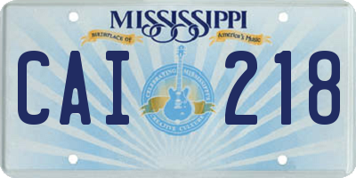 MS license plate CAI218