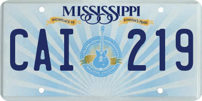 MS license plate CAI219