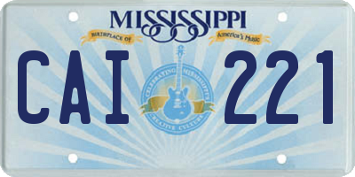MS license plate CAI221