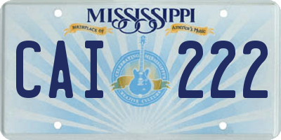 MS license plate CAI222