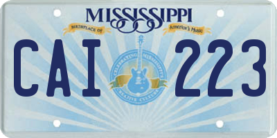 MS license plate CAI223