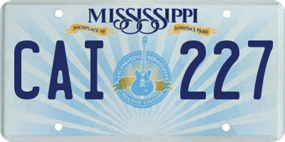 MS license plate CAI227