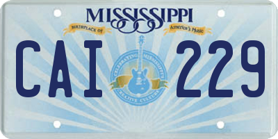 MS license plate CAI229