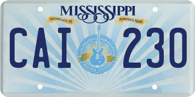MS license plate CAI230