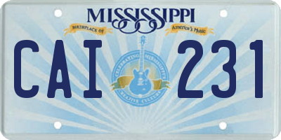 MS license plate CAI231