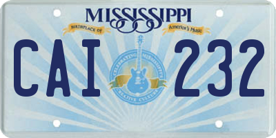 MS license plate CAI232