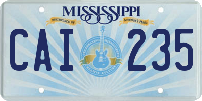 MS license plate CAI235