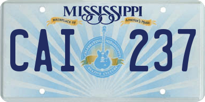 MS license plate CAI237