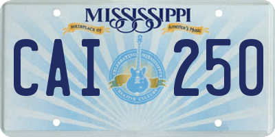 MS license plate CAI250
