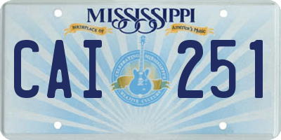 MS license plate CAI251