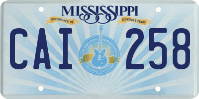 MS license plate CAI258