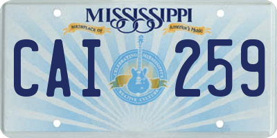 MS license plate CAI259
