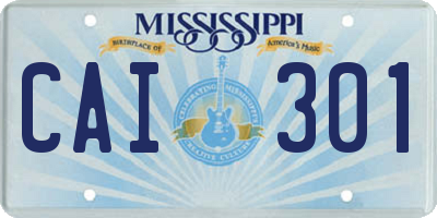 MS license plate CAI301
