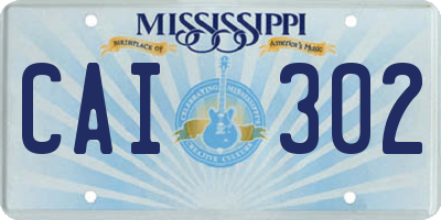 MS license plate CAI302