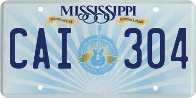 MS license plate CAI304