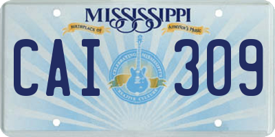 MS license plate CAI309