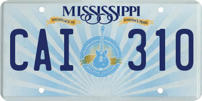 MS license plate CAI310