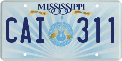 MS license plate CAI311