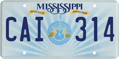 MS license plate CAI314