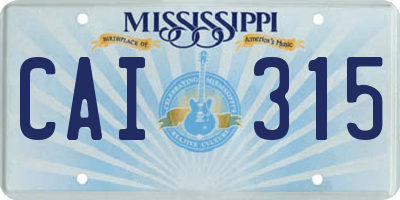 MS license plate CAI315
