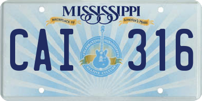 MS license plate CAI316
