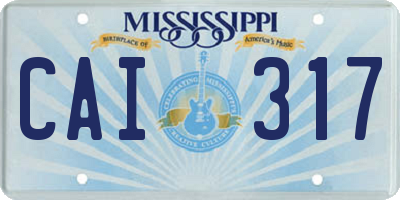 MS license plate CAI317