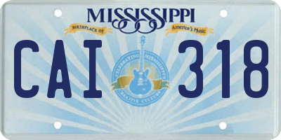 MS license plate CAI318