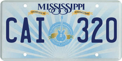 MS license plate CAI320